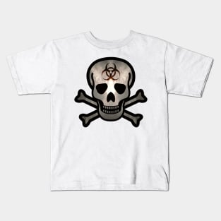 Skull and Bones Biohazard in a Dark Light Kids T-Shirt